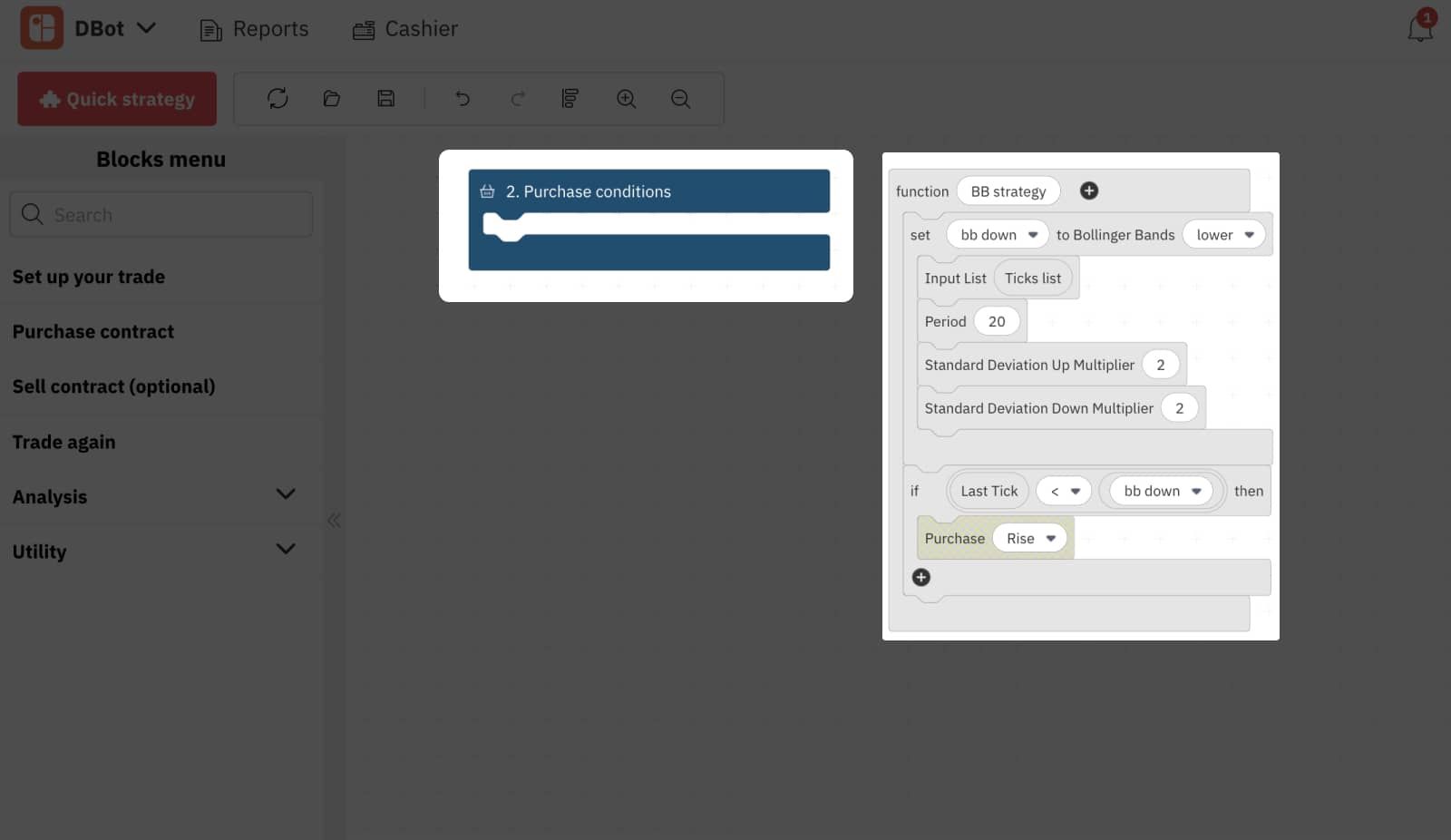 take all the contents of the ‘Purchase conditions’ block and drag them into the ‘Function’ block