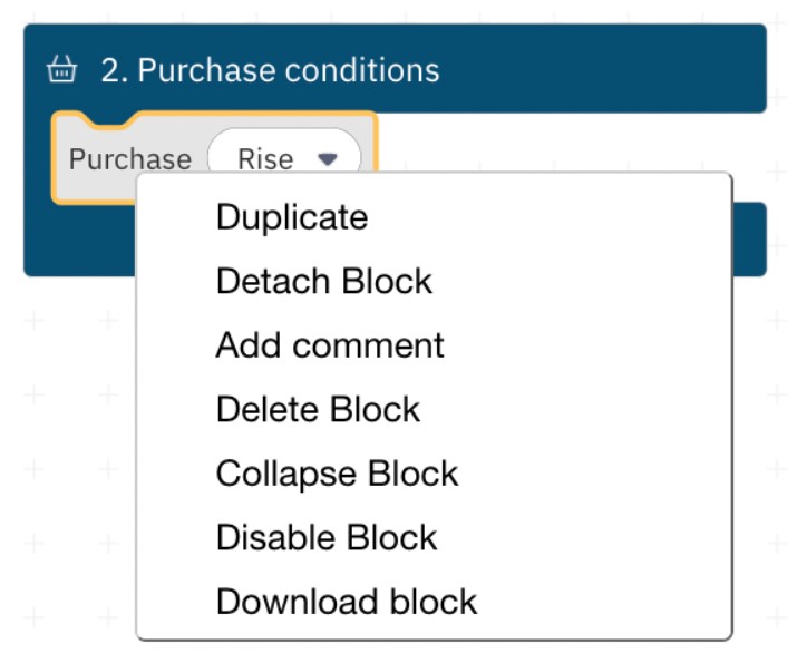 deriv dbot Don’t miss the blocks’ context menu