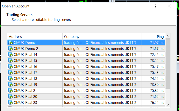 xm mt4 metatrader4 trading server ping ms list login trading platform