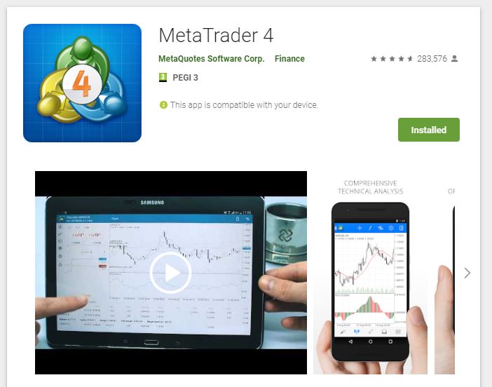 metatrader4 mt4 google play app installation mobile phone