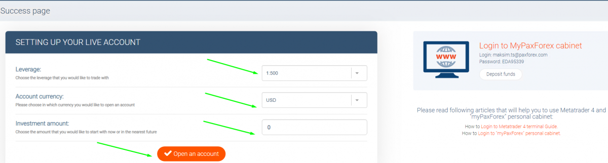 paxforex how to open MT4 Forex FX trading account type