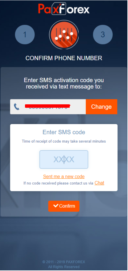 paxforex how to open MT4 Forex trading account Enter the SMS activation code