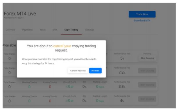 BDSwiss Forex Copy Trading System cancel copy trades