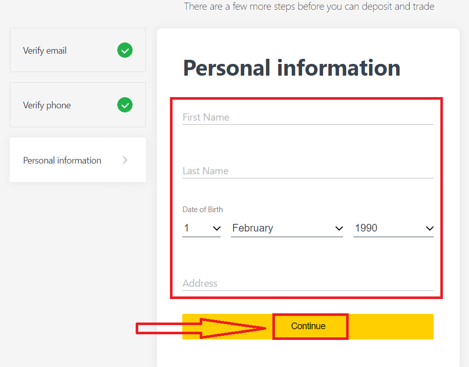 Enter your personal information and click Continue