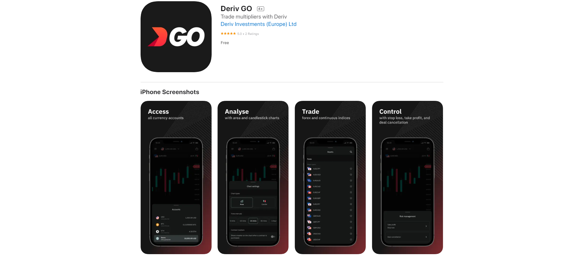 deriv go mobile application google play apple store