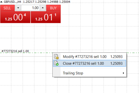 how to close an order with one click on exness mt4