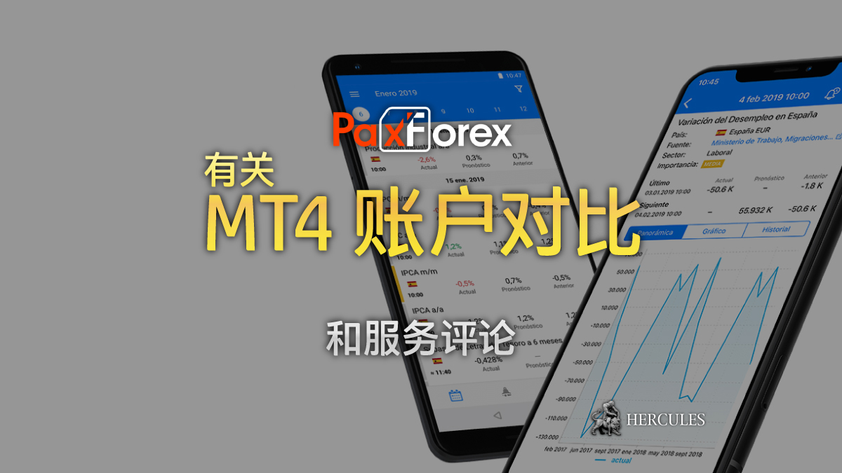 PaxForex MT4 账户对比 — 美分、微型、标准和 VIP