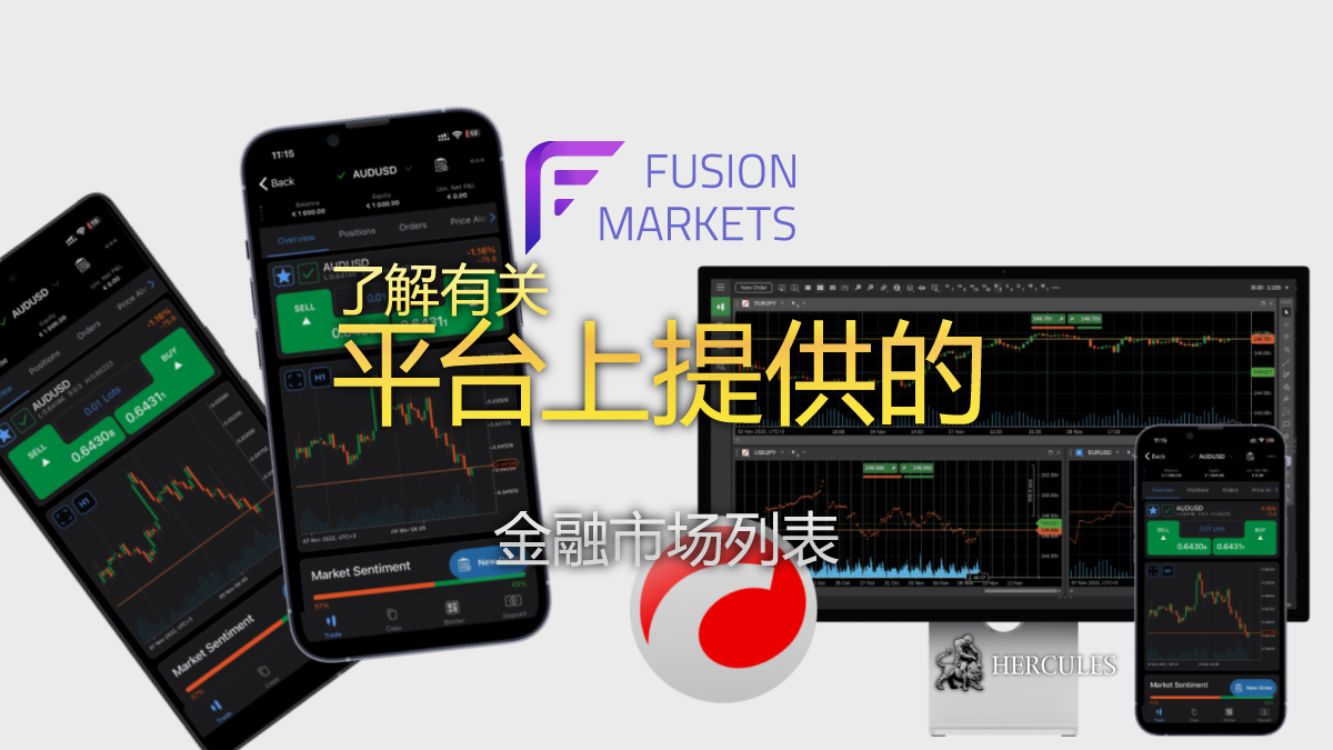 FusionMarkets 平台上提供的金​​融市场列表