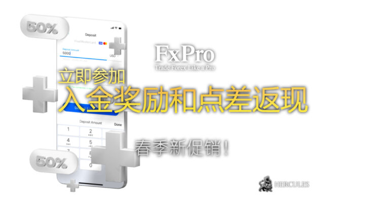 FXPro 的新促销活动 100% 和 50% 入金奖励以及 15% 点差现金返还