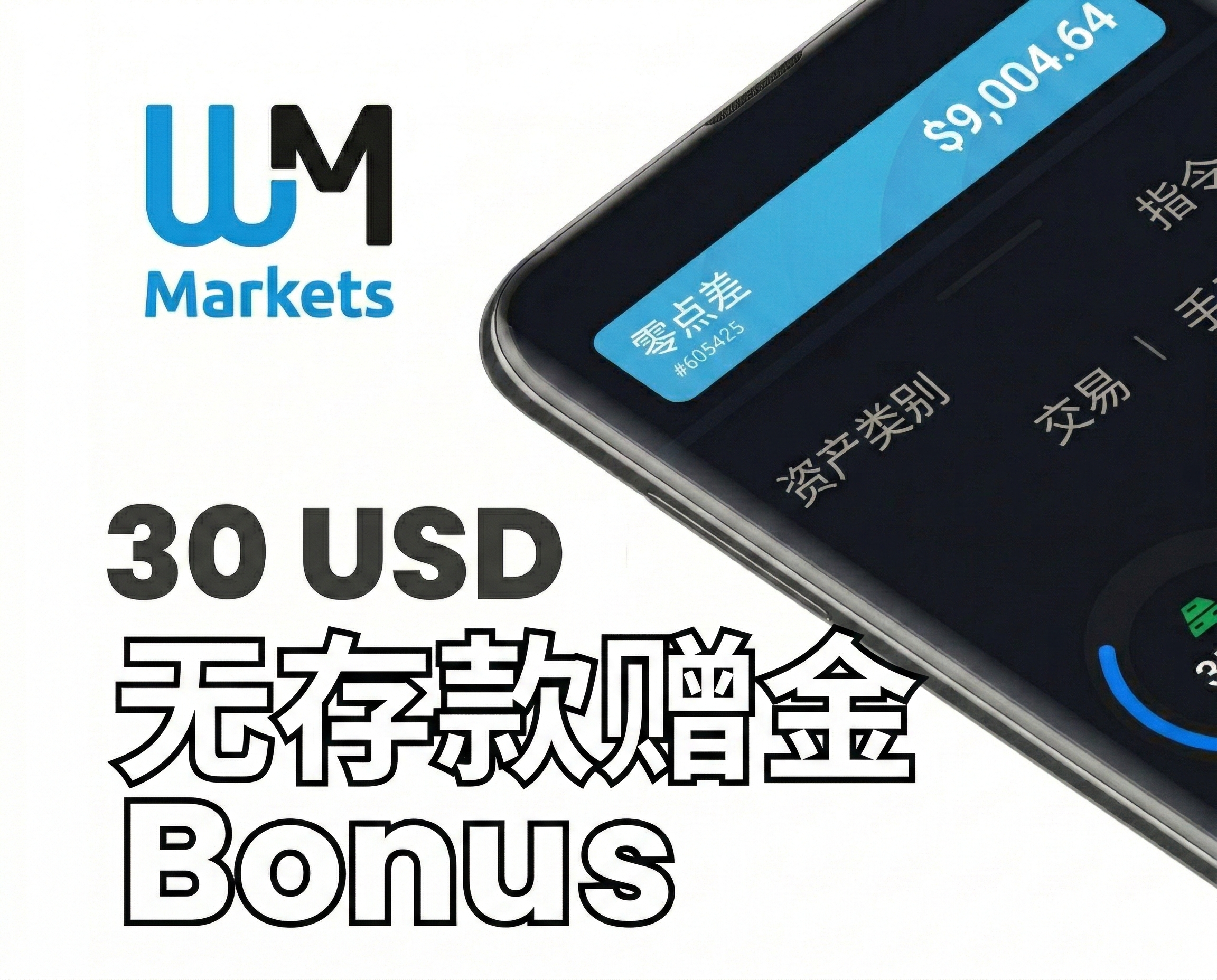 WMMarkets $30 欢迎奖金 - WM Markets 30美元欢迎赠金：免入金交易规则与申领。