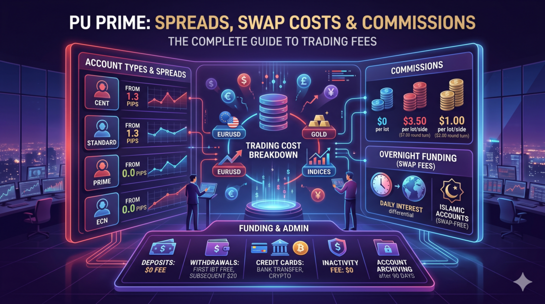 PU Prime 报告：点差 (spread)、隔夜利息 (swap) 成本、资金费及其他佣金
