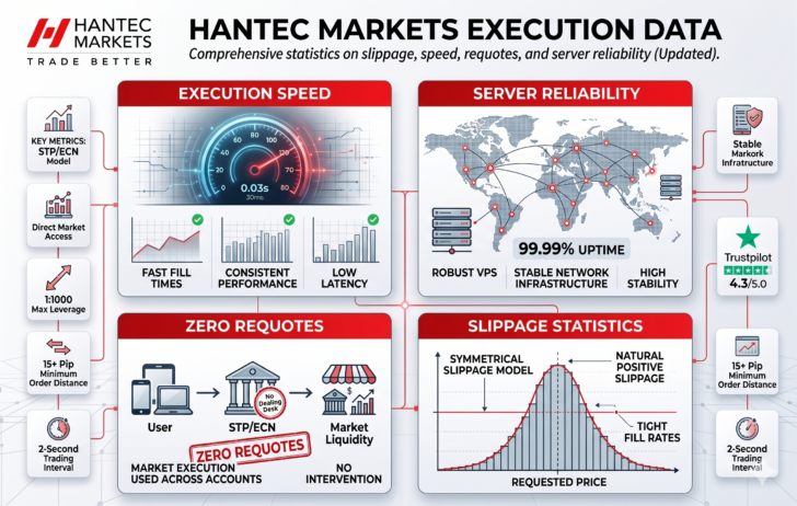 亨达市场 (Hantec Markets) 报告:执行速度 (execution speed)、滑点 (slippage)、订单拒绝/重新报价 (requotes) 等