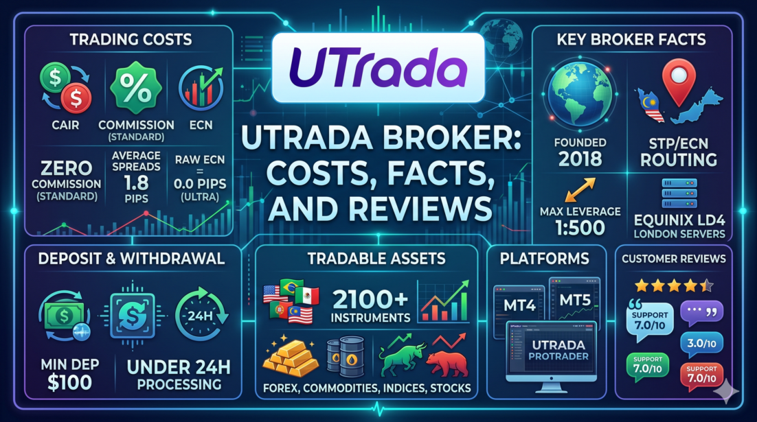 UTrada 报告：点差 (spread)、库存费 (swap cost)、资金费用及其他手续费 (commissions)