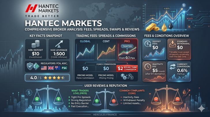 亨达市场 (Hantec Markets) 报告：点差 (spread)、隔夜利息 (swap) 成本、融资费用及其他佣金